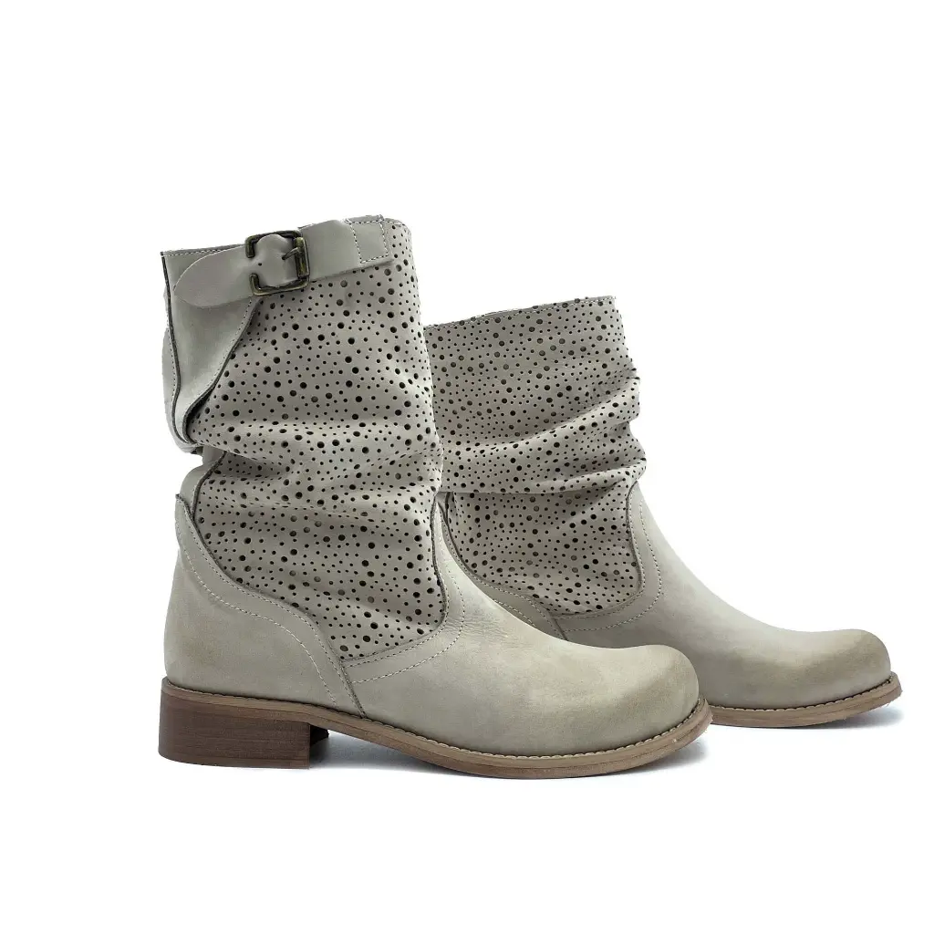 Vyjou biker basso foratura pioggia nabuk taupe doppio.webp