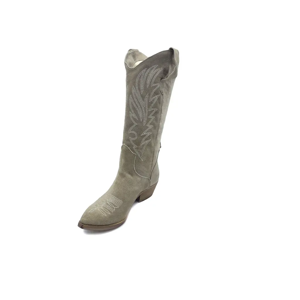 Texano camoscio taupe ricami interno.webp