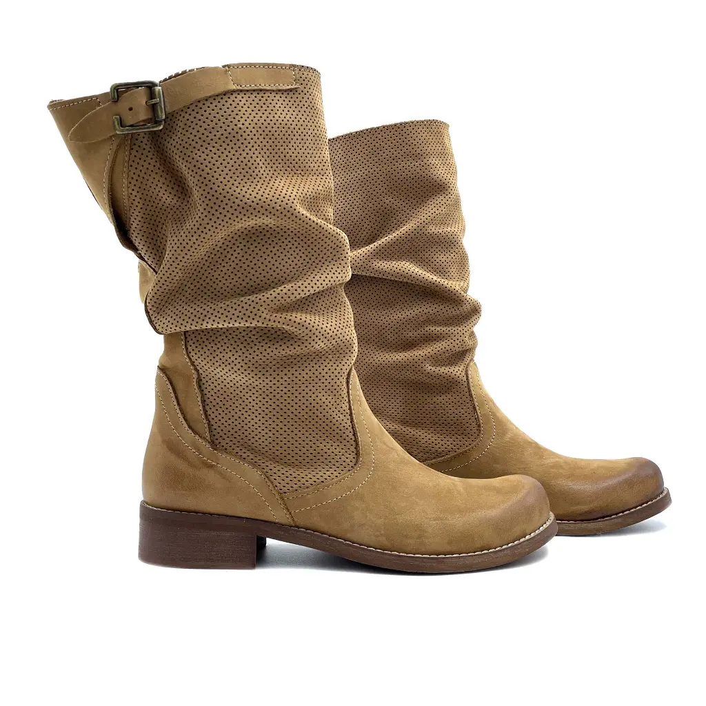Vyjou Stivale biker birk alto nabuk cuoio forato microforo Doppio.webp