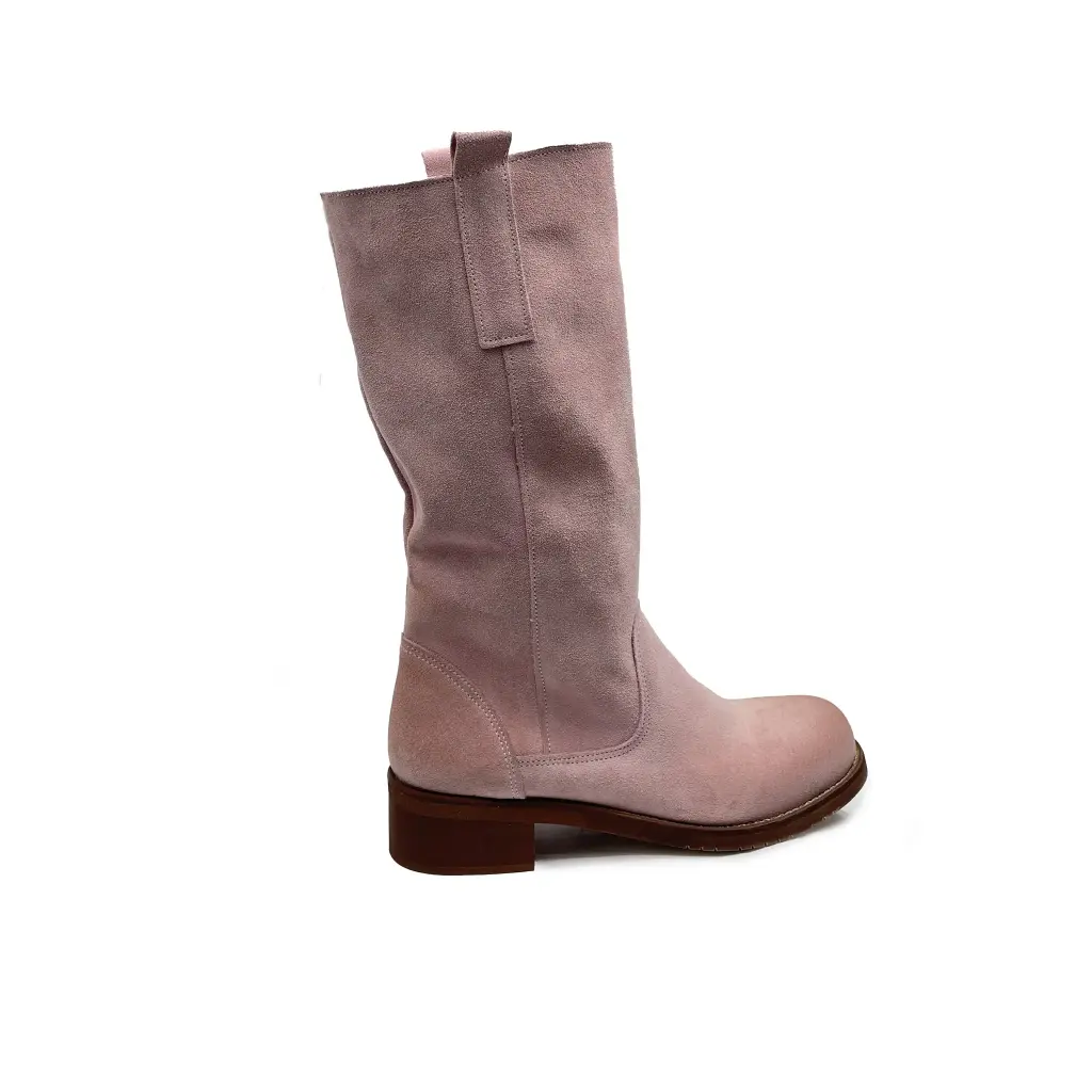 ST.200tnPNK Stivali in camoscio rosa con interno sfoderato