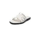 ART.0013 Sandali borchie punta quadra in Vera Pelle Bianco