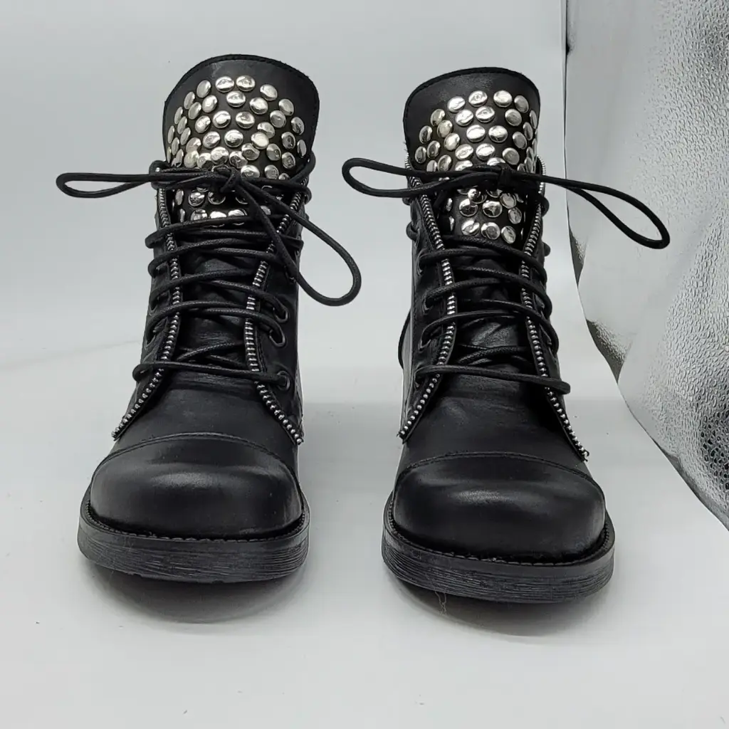 ART.63b Low Combat Boots Black leather Made in Italy