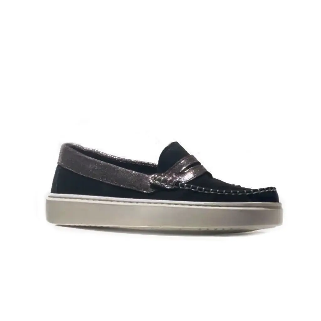 ART.219 Black Leather Loafers Sports Top-Stitching Made in Italy