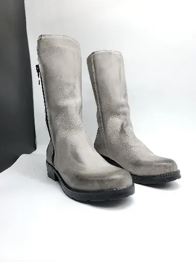 ART.193 Stivale con zip laterale in nabuk grigio Made in Italy