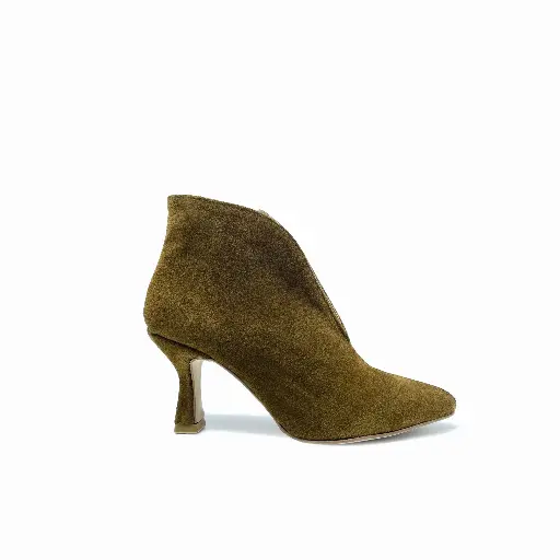 T70.A1c Stivaletti donna in pelle scamosciata cuoio con zip