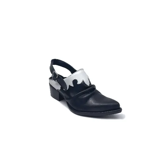 ART.0016 Peep-toe sabot in genuine black and white leather (copy)