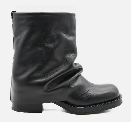 St-Grok Low – Stivaletto donna alla caviglia con risvolto in vera pelle nera