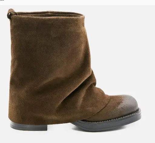 St-Grok Low - Women's ankle boot with fold-over cuff in tan suede