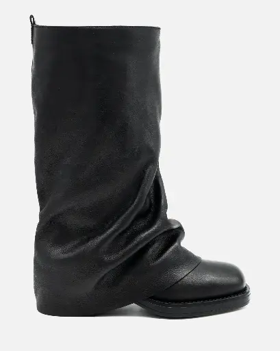 St-Grok ALTO– Stivaletto donna alla caviglia con risvolto in Vera Pelle Nero
