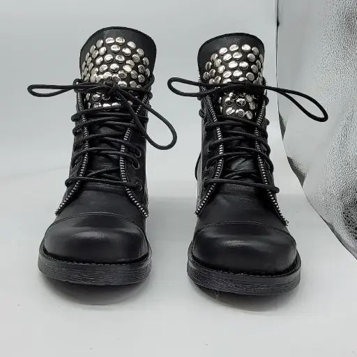 [63BBLACK] ART.63b Anfibi bassi in pelle nera Made in Italy
